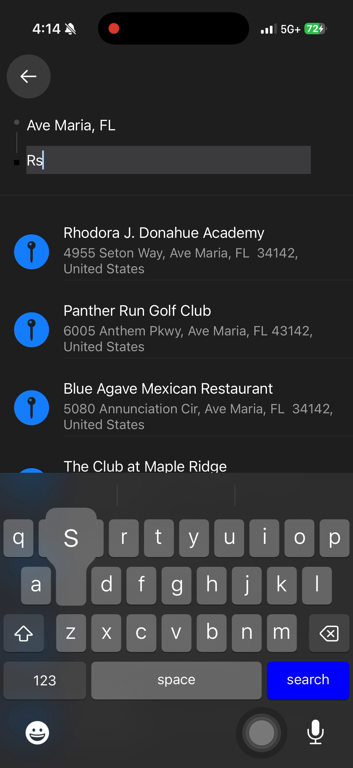 Ave Rides — search locations in Ave Maria